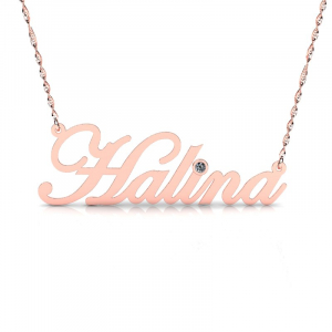 Naszyjnik z różowego złota imię Halina